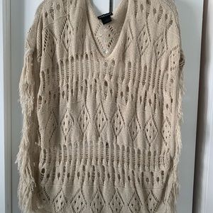 Beige Knit Poncho